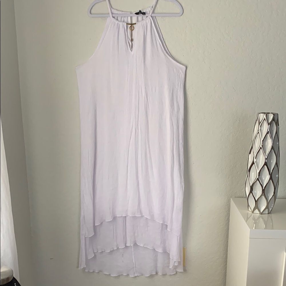 Mlle Gabrielle Cream Halter High Low Maxi Sundress Size 3X